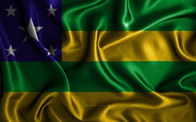 Sergipe flag, 4k, silk wavy flags, brazilian states, Day of Sergipe, fabric flags, Flag of Sergipe, 3D art, Sergipe, South America, States of Brazil, Sergipe 3D flag, Brazil