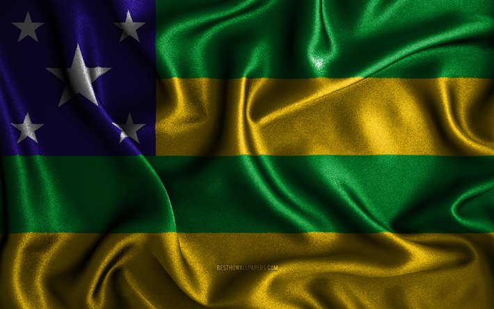 Sergipen lippu, 4k, silkki aaltoilevat liput, Brasilian osavaltiot, Sergipen p&#228;iv&#228;, kangasliput, 3D-taide, Sergipe, Etel&#228;-Amerikka, Sergipe 3D lippu, Brasilia