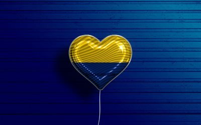 I Love Perlis, 4k, realistic balloons, blue wooden background, Day of Perlis, malaysian states, flag of Perlis, Malaysia, balloon with flag, States of Malaysia, Perlis flag, Perlis