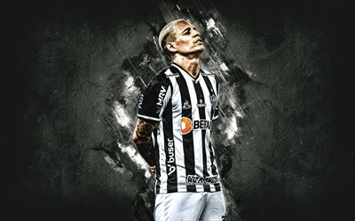Guilherme Arana, Atletico Mineiro, Brazilian soccer player, portrait, white stone background, Serie A, Brazil