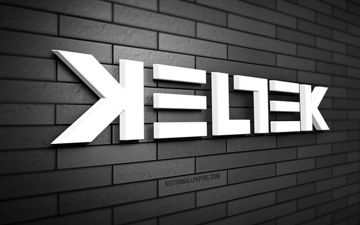 Logo Keltek 3D, 4K, Sven Sierperda, muro di mattoni grigio, creativo, stelle della musica, logo Keltek, DJ olandesi, arte 3D, Keltek