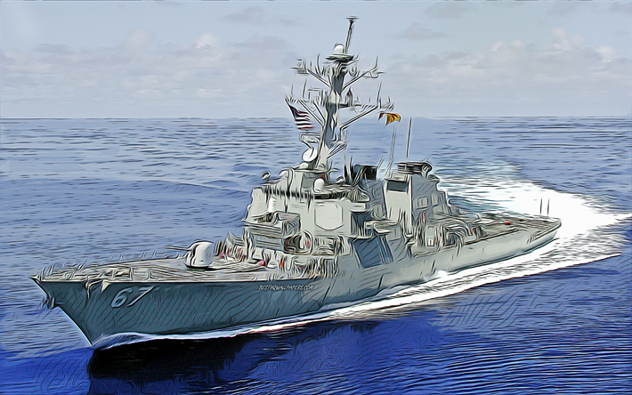 USSコール, 4k, ベクトルアート, DDG-67, 駆逐艦, 合衆国海軍とある, アメリカ陸軍, 抽象船, 戦艦, アメリカ海軍, アーレイバーク級, USSコールDDG-67