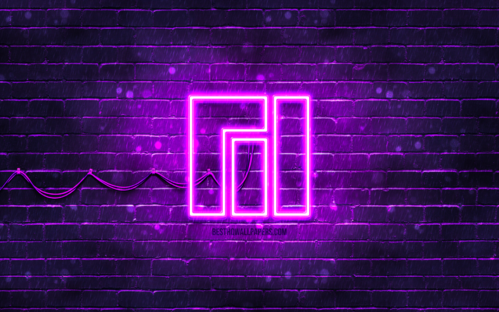 Download wallpapers Manjaro violet logo, violet brickwall, 4k, Manjaro ...