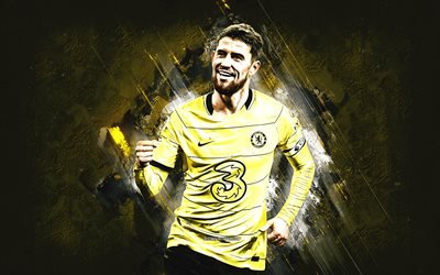Jorginho, Chelsea FC, italiensk fotbollsspelare, Premier League, England, gul stenbakgrund, Jorge Luiz Frello Filho