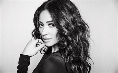 Shay Mitchell, monochrome, beauty, canadian actress, brunette