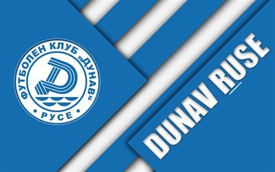 FC Dunav Ruse, 4k, 材料設計, ロゴ, ブルガリアのサッカークラブ, 青白色の抽象化, エンブレム, Parvaリーガ, Ruse, ブルガリア, サッカー