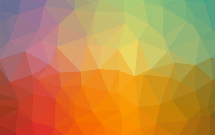 polygon abstraktion, geometriska former, rainbow, f&#228;rgglada abstraktion, 4k