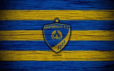 Chorrillo FC, 4k, LPF, de f&#250;tbol, de la Liga Panamena, logotipo, club de f&#250;tbol, Panam&#225;, el Chorrillo, el f&#250;tbol, la madera, la textura, el Chorrillo FC