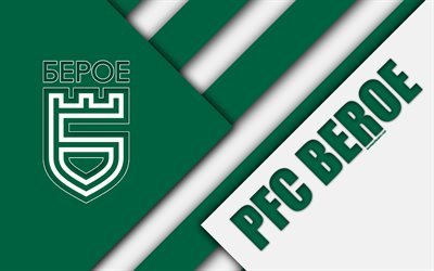 Beroe FC, 4k, material design, logo, Bulgarian football club, green white abstraction, emblem, Parva Liga, Stara Zagora, Bulgaria, football, PFC Beroe Stara Zagora