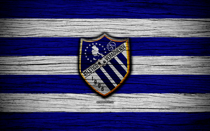 Atletico Veraguense FC, 4k, LPF, soccer, Liga Panamena, logo, football club, Panama, Atletico Veraguense, wooden texture, FC Atletico Veraguense