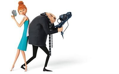 Despicable Me 3, 2017, Coupable Gru, Lucy Wilde, personnages principaux du film d&#39;animation