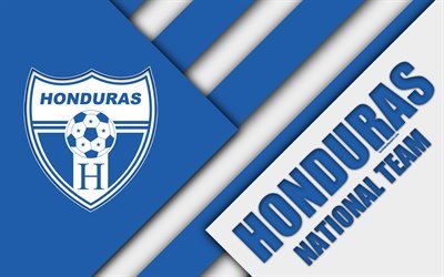 Honduras national football team, 4k, material design, emblem, North America, blue white abstraction, logo, football, Honduras, coat of arms