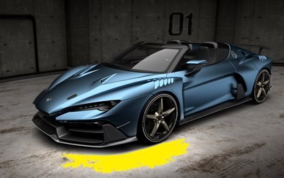 ItalDesign Zerouno Duerta, 2018, blue supercar, racing cars, exterior, front view