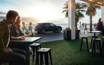 Porsche Cayenne, 2018, rear view, new black Cayenne, luxury SUV, Porsche
