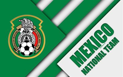 Mexico national football team, 4k, material design, emblem, North America, green white abstraction, Mexican Football Federation, logo, football, Mexico, coat of arms