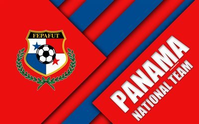 Panama national football team, 4k, material design, emblem, North America, red blue abstraction, Panamanian Football Federation, logo, football, Panama, coat of arms