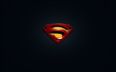 4k, Superman, logo en 3d, de superh&#233;roes, de arte, de DC Comics