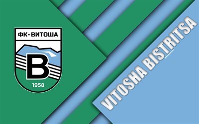 FC Vitosha Bistritsa, 4k, material och design, logotyp, Bulgariska fotbollsklubben, abstrakt bl&#229; gr&#246;n, emblem, Parva Liga, Sofia, Bulgarien, fotboll