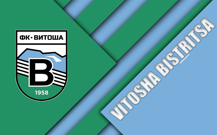 FC Vitosha Bistritsa, 4k, la conception de mat&#233;riel, logo, bulgare, club de football, bleu-vert de l&#39;abstraction, de l&#39;embl&#232;me, Parva Liga, Sofia, en Bulgarie, en football