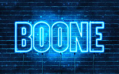 Boone, 4k, wallpapers with names, horizontal text, Boone name, blue neon lights, picture with Boone name