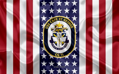 USS Cape St George Emblem, CG-71, American Flag, US Navy, USA, USS Cape St George Badge, US warship, Emblem of the USS Cape St George