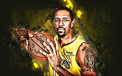 Channing Frye, Los Angeles Lakers, american basketball player, portrait, NBA, USA, yellow stone background, basketball