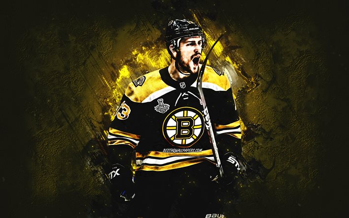 Charlie Coyle, Boston Bruins, Amerikansk sk&#229;despelare, NHL, USA, idrottare, hockey, gul sten bakgrund