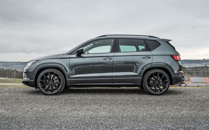 Seat CUPRA Ateca ABT, 2020, side view, exterior, gray crossover, new gray CUPRA Ateca, tuning CUPRA Ateca, spanish cars, ABT Sportsline, Seat