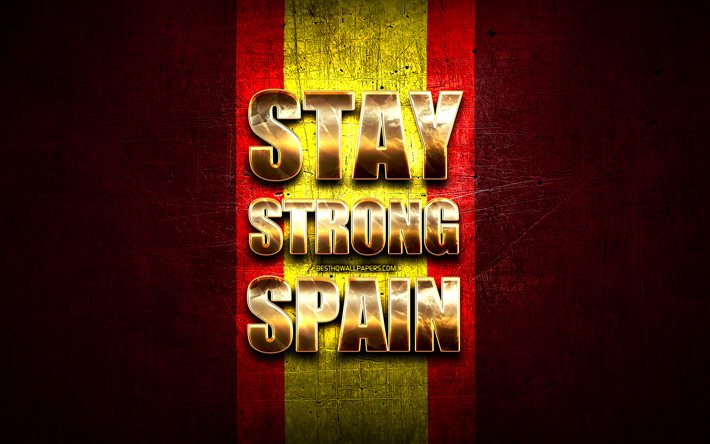 bleiben sie stark, spanien, corona-virus, support, spanische flagge, grafik, italienisch, unterst&#252;tzung, flagge, covid-19, stark zu bleiben, spanien mit flagge