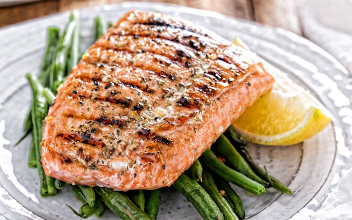 fried salmon, fish dishes, salmon, fried fish, salmon with asparagus