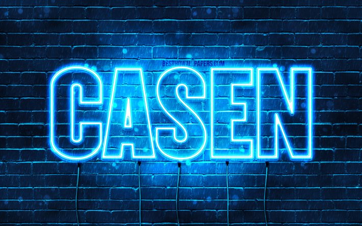 Casen, 4k, fondos de pantalla con los nombres, el texto horizontal, Casen nombre, luces azules de ne&#243;n, la imagen con la Casen nombre