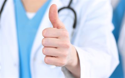 Doctor thumbs up, hospital, medicine concepts, doctors, good medicine, thumb up concepts