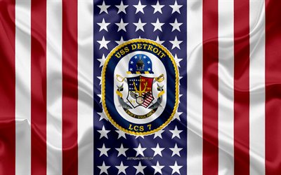 USS Detroit Emblem, LCS-7, American Flag, US Navy, USA, USS Detroit Badge, US warship, Emblem of the USS Detroit