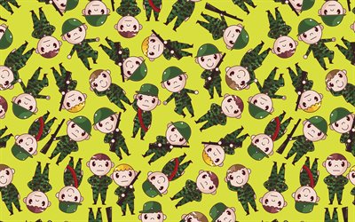 cartoon soldiers pattern, 4k, background with soldiers, creative, soldiers textures, kids textures, cartoon soldiers background, soldiers patterns, kids backgrounds