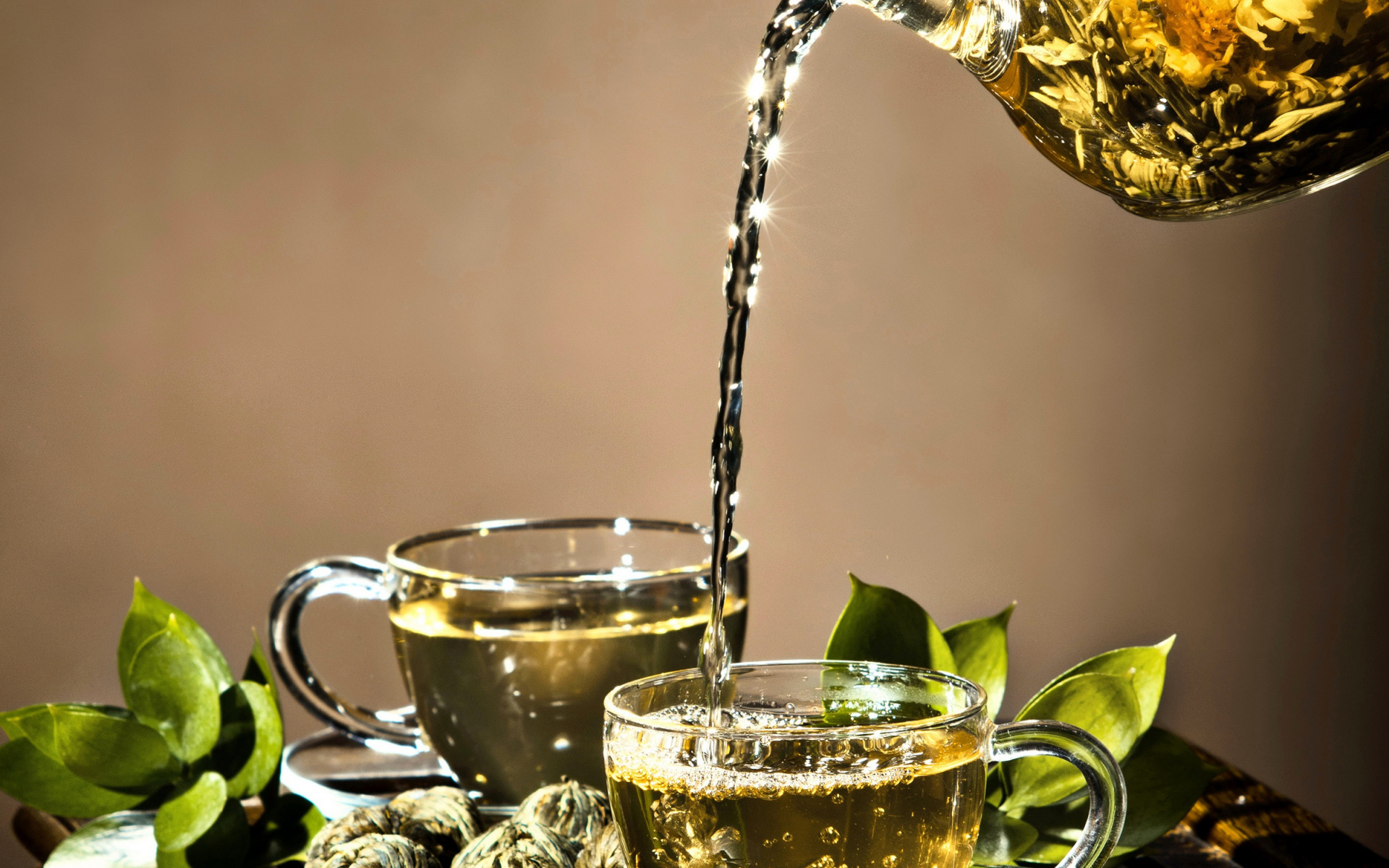 Download Wallpapers Green Tea Cups Teapot Thailand Tea Concepts Herbal Tea For Desktop With