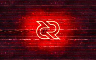 Decred red logo, 4k, red brickwall, Decred logo, cryptocurrency signs, Decred neon logo, cryptocurrency, Decred