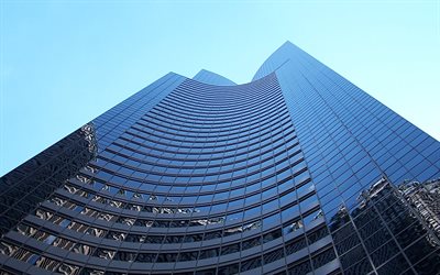 Columbia Center, Seattle, glass building facade, modern buildings, skyscrapers, blue sky, Washington, USA