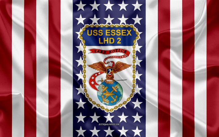 USS Essex Emblema, LHD-2, Bandiera Americana, US Navy, USA, USS Essex Distintivo, NOI da guerra, Emblema della USS Essex