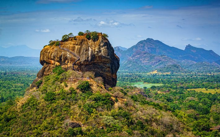 Pidurangala Rock, 4k, bella natura, HDR, rocce, Sigiriya, Sri Lanka, asia, Sri Lanka punti di riferimento