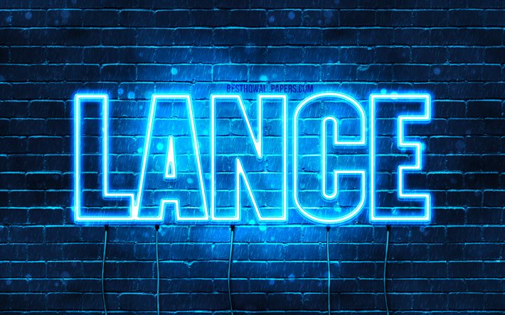 Lance, 4k, wallpapers with names, horizontal text, Lance name, blue neon lights, picture with Lance name