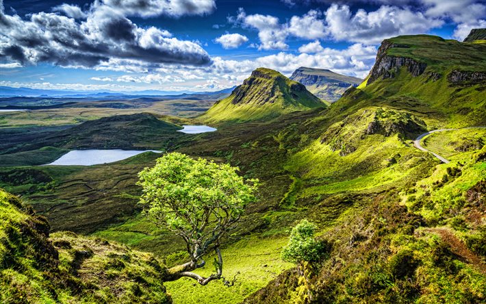 Isle of Skye, 4k, kaunis luonto, HDR, hills, Skotlanti, Iso-Britannia, Skotlannin luonto