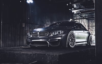 BMW M4, tuning, F82, 2019 bilar, low rider, gr&#229; m4, supercars, 2019 BMW M4, tyska bilar, gr&#229; f82, BMW