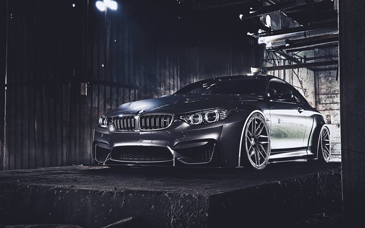 BMW M4 tuning, F82, 2019 coches, low rider, gris m4, supercars, 2019 BMW M4, los coches alemanes, gris f82, BMW