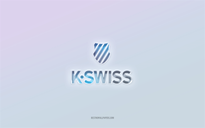 logo k-swiss, recortar texto 3d, fundo branco, k-swiss 3d logo, k-swiss emblema, k-swiss, logotipo em relevo, k-swiss 3d emblema