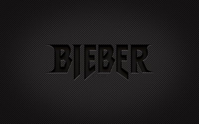 Justin Bieber carbon logo, 4k, Justin Drew Bieber, grunge art, carbon background, creative, Justin Bieber black logo, music stars, Justin Bieber logo, Justin Bieber