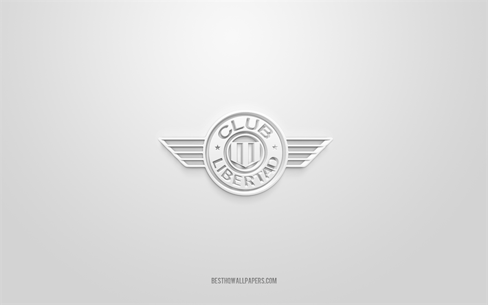 Club Libertad, creative 3D logo, white background, Paraguayan football club, Paraguayan Primera Division, Paraguay, 3d art, football, Club Libertad 3d logo