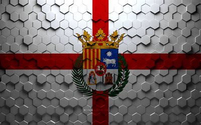 Flag of Teruel, honeycomb art, Teruel hexagons flag, Teruel 3d hexagons art, Teruel flag