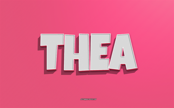 thea, fundo de linhas rosa, pap&#233;is de parede com nomes, nome thea, nomes femininos, cart&#227;o thea, arte de linha, foto com o nome thea