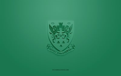 Northampton Saints, creative 3D logo, green background, Premiership Rugby, 3d emblem, English rugby Club, England, 3d art, rugby, Northampton Saints 3d logo