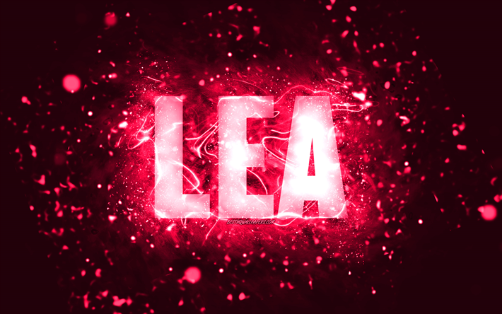 Happy Birthday Lea, 4k, pink neon lights, Lea name, creative, Lea Happy Birthday, Lea Birthday, popular american female names, picture with Lea name, Lea